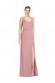 Blouson Bodice Chiffon Bridesmaid Dress with Front Slit Brisbane