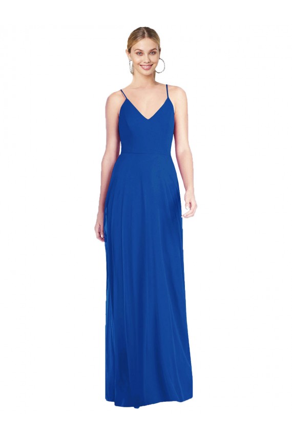 Criss Cross Back A-Line Chiffon Maxi Bridesmaid Dress Brisbane