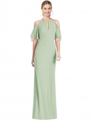 Ruffle Cold-Shoulder Mermaid Chiffon Maxi Bridesmaid Dress Brisbane