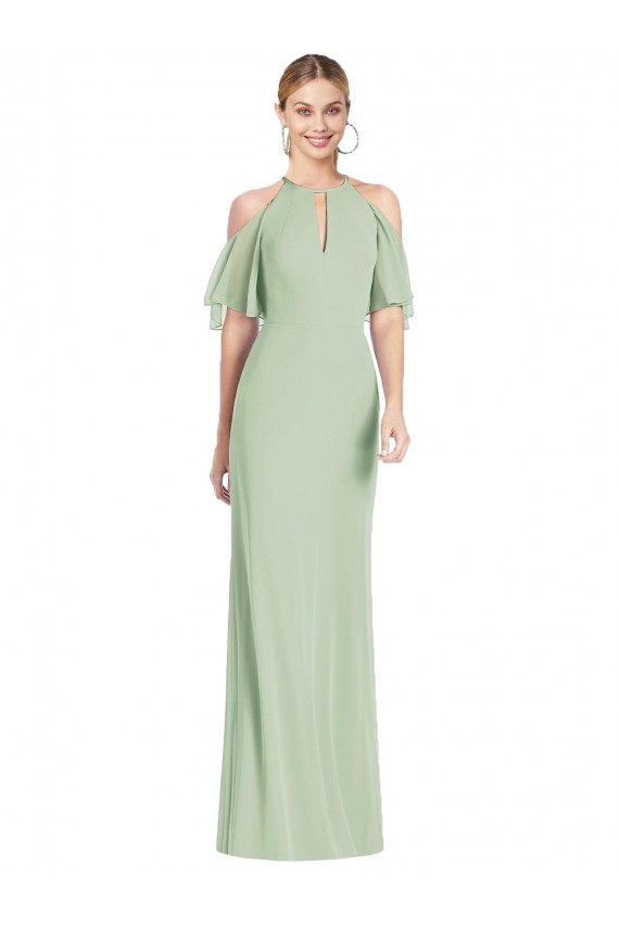 Ruffle Cold-Shoulder Mermaid Chiffon Maxi Bridesmaid Dress Brisbane