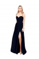 Draped A-Line Chiffon Formal Bridesmaid Dress with Spaghetti Straps and High Slit Brisbane