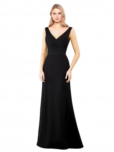 V-Neckline Chiffon Bridesmaid Dress / Prom Dress with Draped Bodice Brisbane