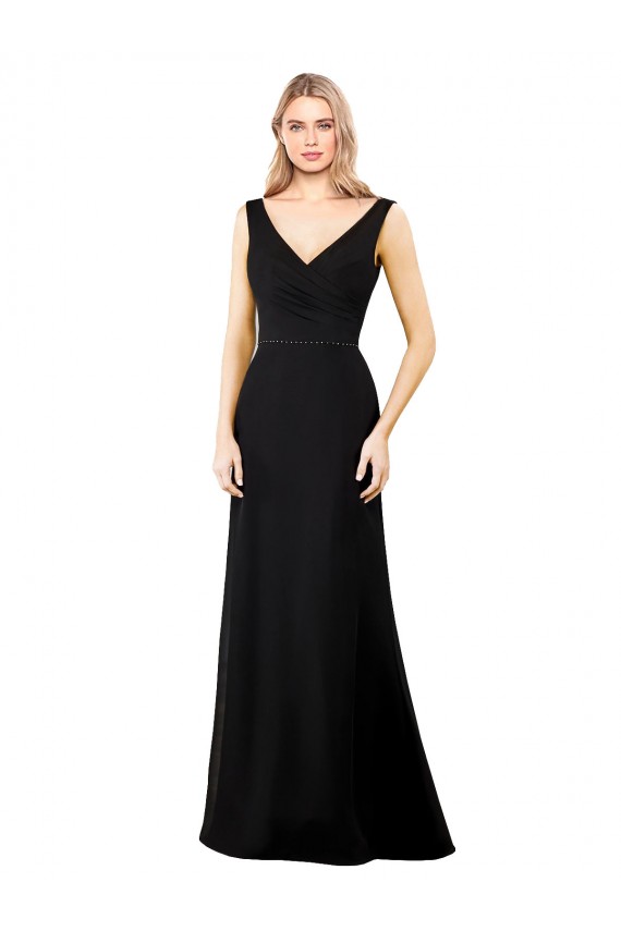 V-Neckline Chiffon Bridesmaid Dress / Prom Dress with Draped Bodice Brisbane