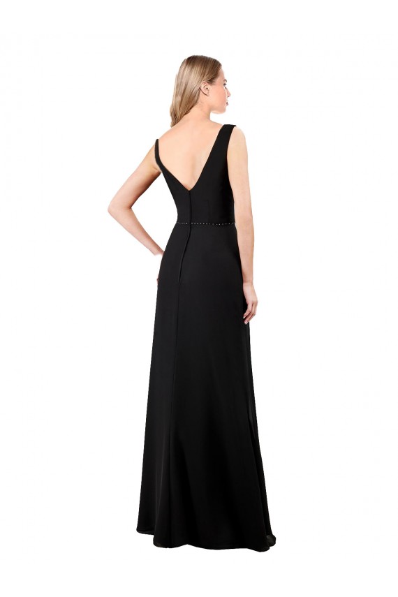 V-Neckline Chiffon Bridesmaid Dress / Prom Dress with Draped Bodice Brisbane