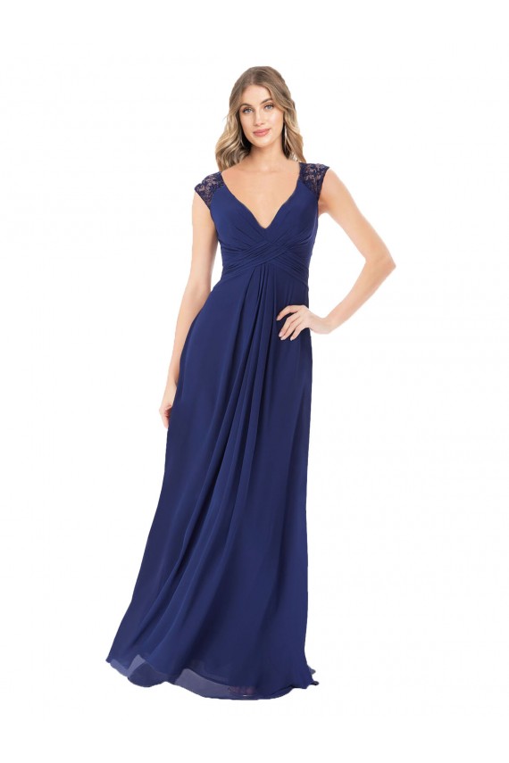Embroidered Keyhole Back Chiffon Bridesmaid Dress Brisbane