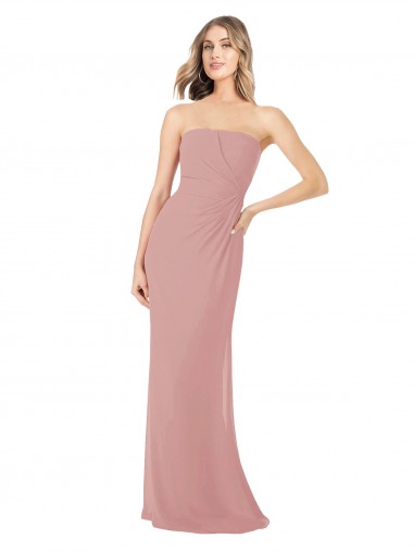 Draped Strapless Sheath Long Chiffon Bridesmaid Dress Brisbane