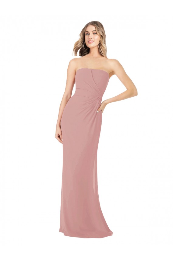 Draped Strapless Sheath Long Chiffon Bridesmaid Dress Brisbane