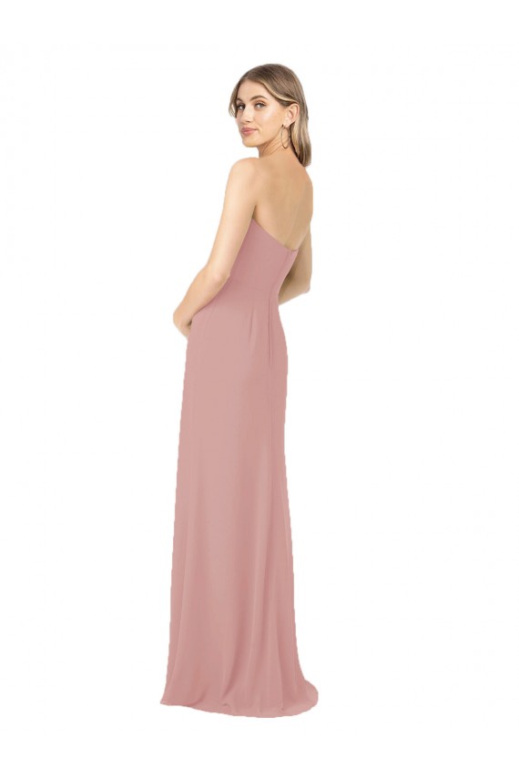 Draped Strapless Sheath Long Chiffon Bridesmaid Dress Brisbane