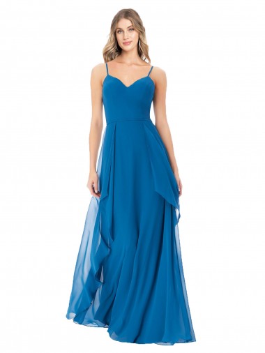 Simple Sweetheart Chiffon Bridesmaid Dress with Cascading Overlay Brisbane