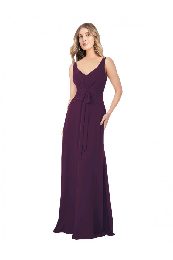 Long Chiffon Bridesmaid Dress with Front Bow Brisbane