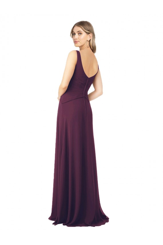 Long Chiffon Bridesmaid Dress with Front Bow Brisbane