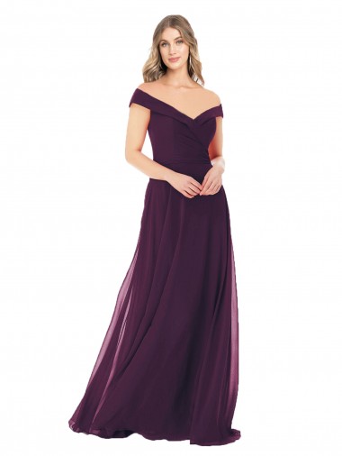 Classic Off the Shoulder Draped Chiffon Bridesmaid Dress Brisbane