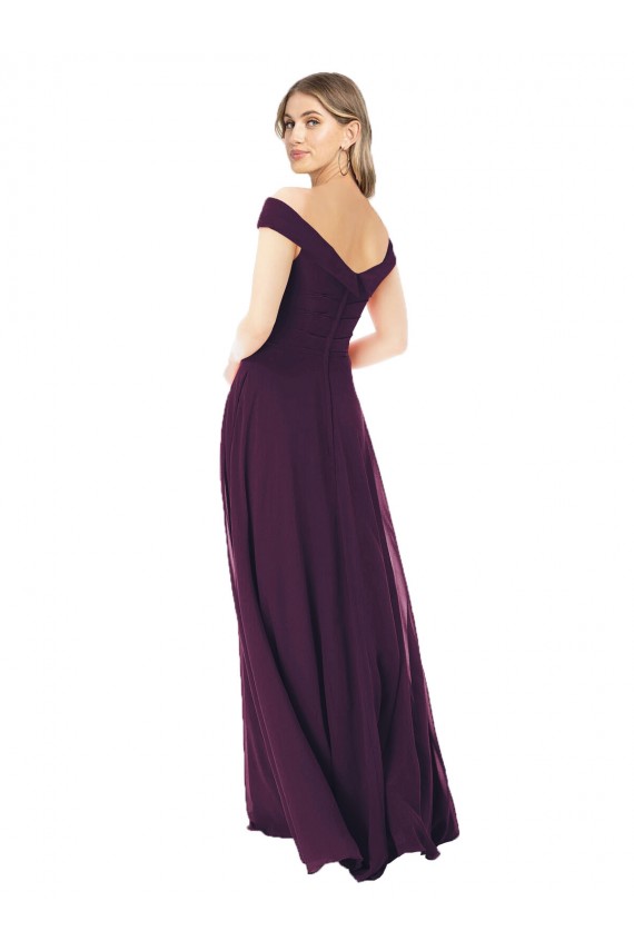Classic Off the Shoulder Draped Chiffon Bridesmaid Dress Brisbane