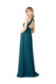 Draped High Neck Keyhole Back Bridesmaid Dress with Front Slit Brisbane