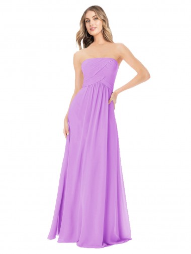 Draped Strapless Floor Length Chiffon Bridesmaid Dress Brisbane