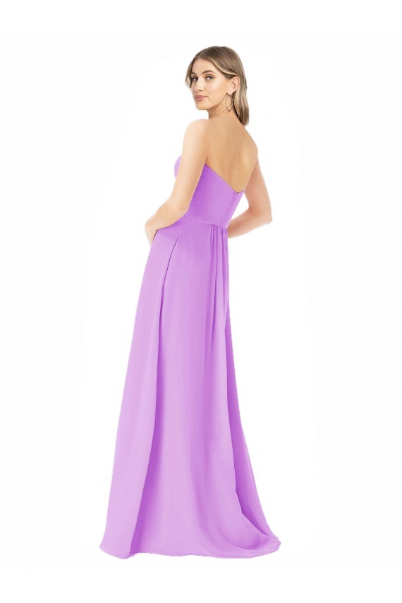 Draped Strapless Floor Length Chiffon Bridesmaid Dress Brisbane