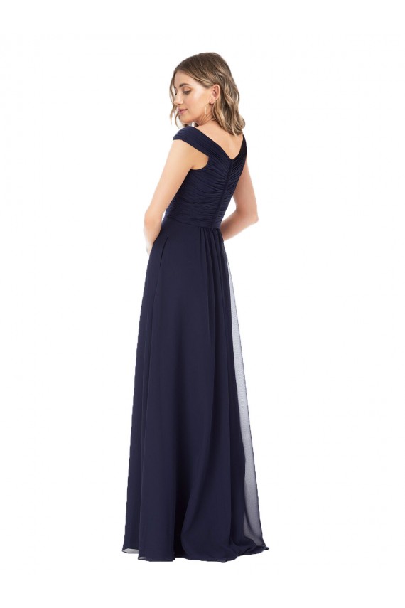 Off the Shoulder Classic Chiffon Bridesmaid Dress with Draped Bodice Brisbane