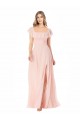 Flutter Cap Sleeves Square Neck Ruffle Chiffon Bridesmaid Dress Brisbane