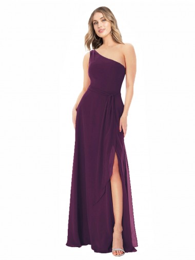 One Shoulder Chiffon Bridesmaid Dress with Tie Belt Brisbane
