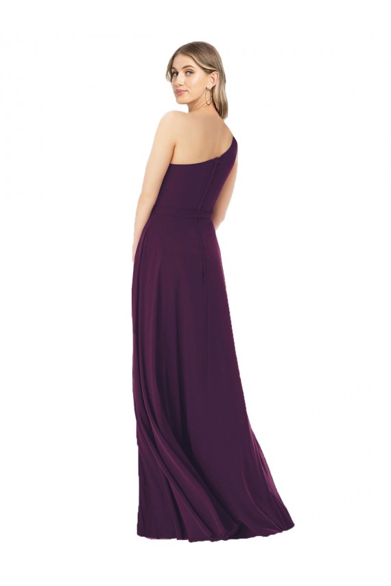 One Shoulder Chiffon Bridesmaid Dress with Tie Belt Brisbane