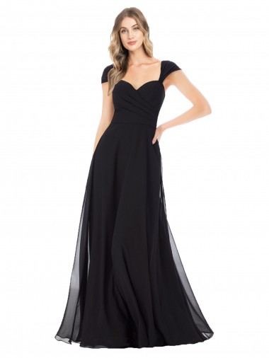 Sweetheart Cap Sleeves Chiffon Bridesmaid Dress Brisbane