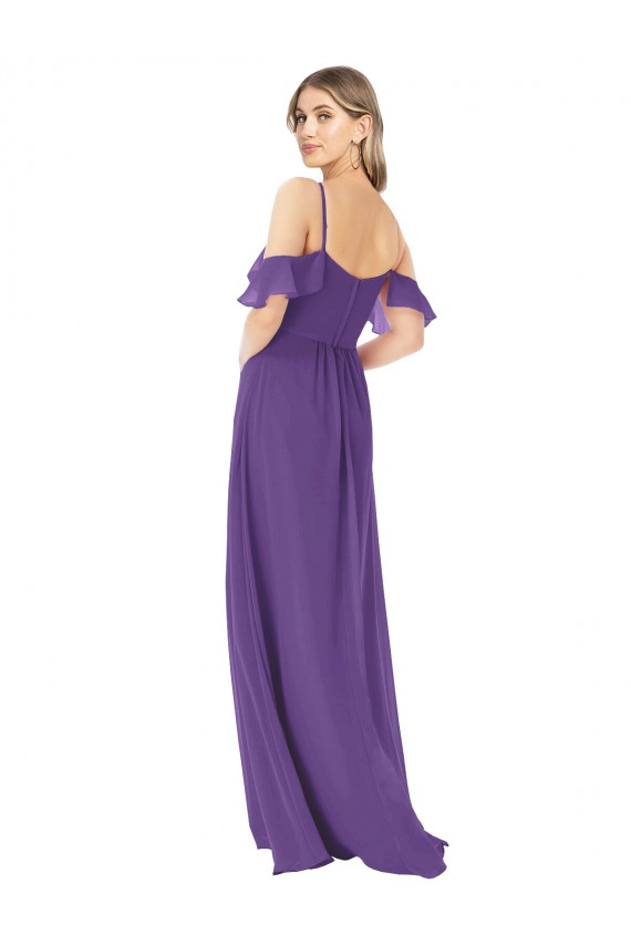 Cold Shoulder Flutter Sleeves Chiffon Bridesmaid Dress Brisbane