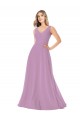 Simple Chiffon V-Neck Bridesmaid Dress with Draped V-Back Brisbane