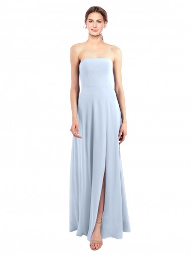 Fitted Strapless Full Length Chiffon Bridesmaid Dress with Front Slit Brisbane