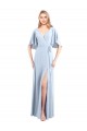 V-Neckline and Cascading Flutter Sleeves Chiffon Bridesmaid Dress with Front Slit Brisbane