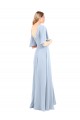 V-Neckline and Cascading Flutter Sleeves Chiffon Bridesmaid Dress with Front Slit Brisbane