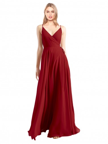 A-Line Spaghetti Straps V-Neckline Chiffon Bridesmaid Dress Open Back Brisbane