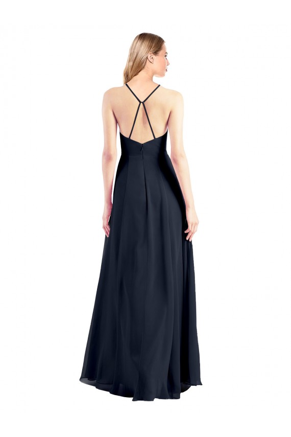 Plunging V-Neckline Halter Chiffon Wrap Bridesmaid Dress / Prom Dress with High Slit Brisbane