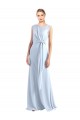 Illusion Boat Neck Long Full Length Chiffon Bridesmaid Dress with Keyhole Back Brisbane
