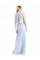 Illusion Boat Neck Long Full Length Chiffon Bridesmaid Dress with Keyhole Back Brisbane
