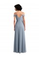 Off the Shoulder Folded Sleeve Long Chiffon Bridesmaid Dress with High Side Slit Brisbane