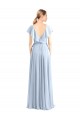 V-Neck A-Line Flutter Sleeves Long Chiffon Wrap Style Bridesmaid Dress Brisbane