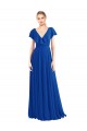 V-Neck A-Line Flutter Sleeves Long Chiffon Wrap Style Bridesmaid Dress Brisbane