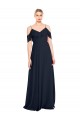 Draped Sleeves Flounce Neckline Long Chiffon Bridesmaid Dress with Spaghetti Straps Brisbane