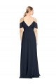 Draped Sleeves Flounce Neckline Long Chiffon Bridesmaid Dress with Spaghetti Straps Brisbane