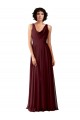 Draped Cowl Neck Long Chiffon Bridesmaid Dress with Wide Straps Brisbane
