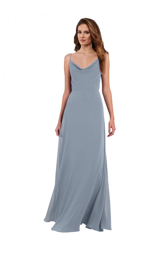 Long Full Length Draped Cowl Neck V-Back Slip Chiffon Bridesmaid Dress Brisbane