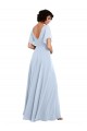 Split Flutter Sleeves V-Neck Chiffon Bridesmaid Dress with Open V-Back Brisbane