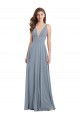 Fitted V-Neckline Long Chiffon Bridesmaid Dress with V-Back Brisbane