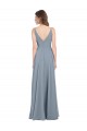 Fitted V-Neckline Long Chiffon Bridesmaid Dress with V-Back Brisbane