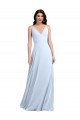 Long Floor Length V-Neck Chiffon Bridesmaid Dress with Keyhole Back Brisbane