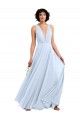 Daring Plunging V-Neck Long Chiffon Bridesmaid Dress with Pleated Bodice Brisbane