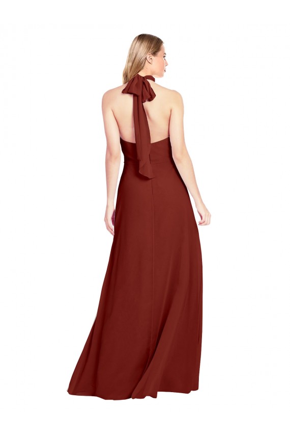 Slim High Neck Halter Fitted Open Back Chiffon Bridesmaid Dress / Prom Dress Brisbane