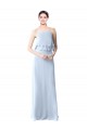 High Narrow Neck Long Chiffon Bridesmaid Dress with Tiered Ruffles Brisbane