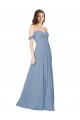 Empire Waist Off the Shoulder Chiffon Bridesmaid Dress with Sweetheart Bodice Brisbane