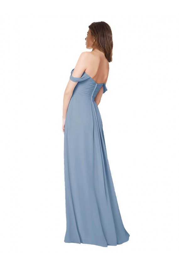Empire Waist Off the Shoulder Chiffon Bridesmaid Dress with Sweetheart Bodice Brisbane